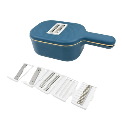 Vegetable Slicer Cutter - 6 Blades Kitchen Accessories Tools  Appliances With Container  Handle (1 Set) - Zidbik