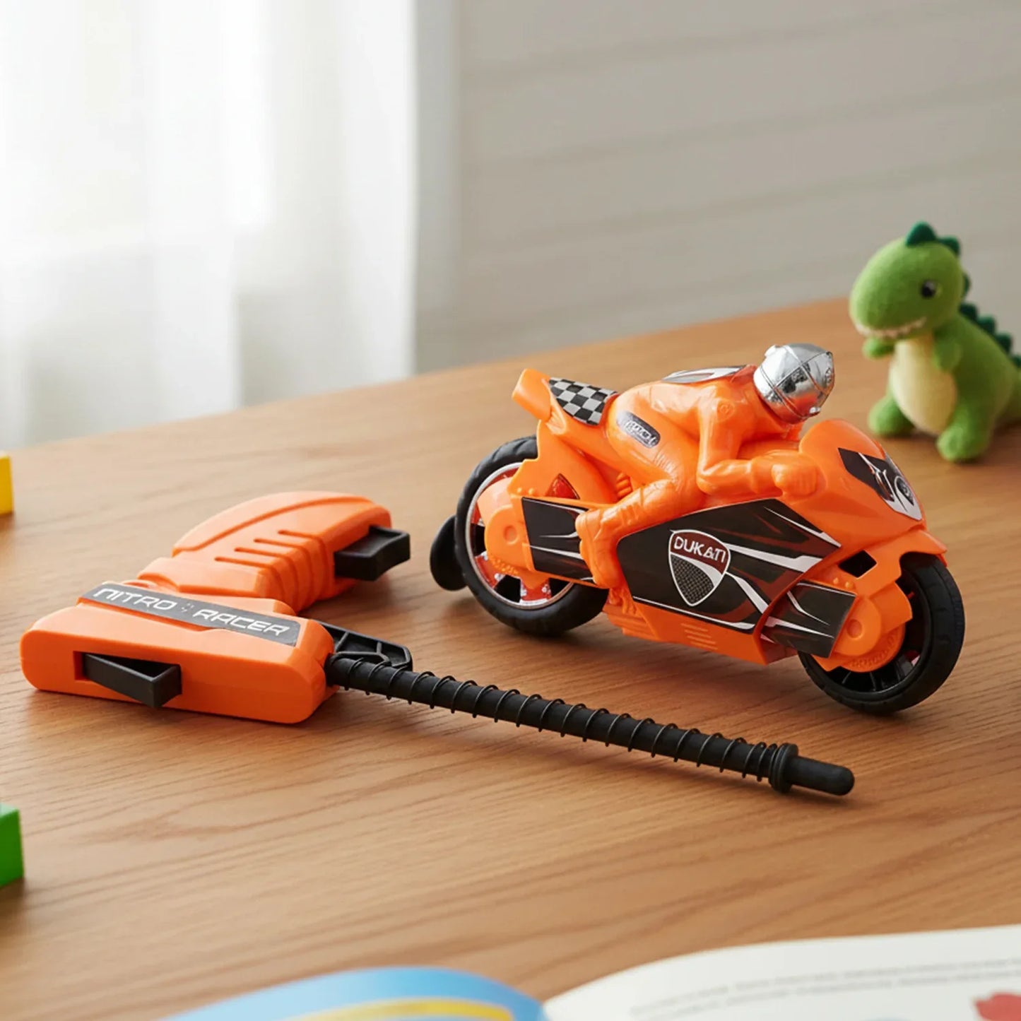 Launcher Bike Racing Toy For Kids With Manual Pull Launcher - Zidbik