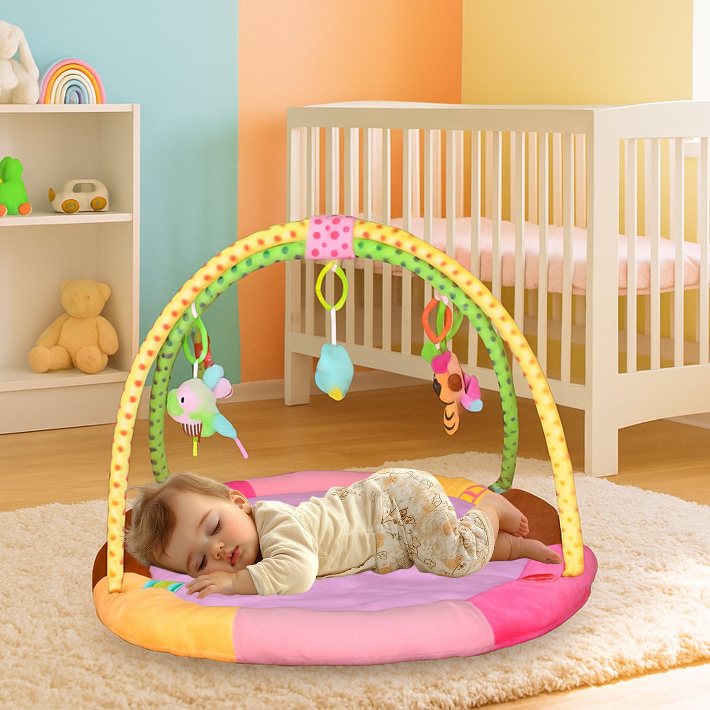 Multipurpose Baby Play Gym And Sleeping Mat (Mix Design  1 Pc) - Zidbik