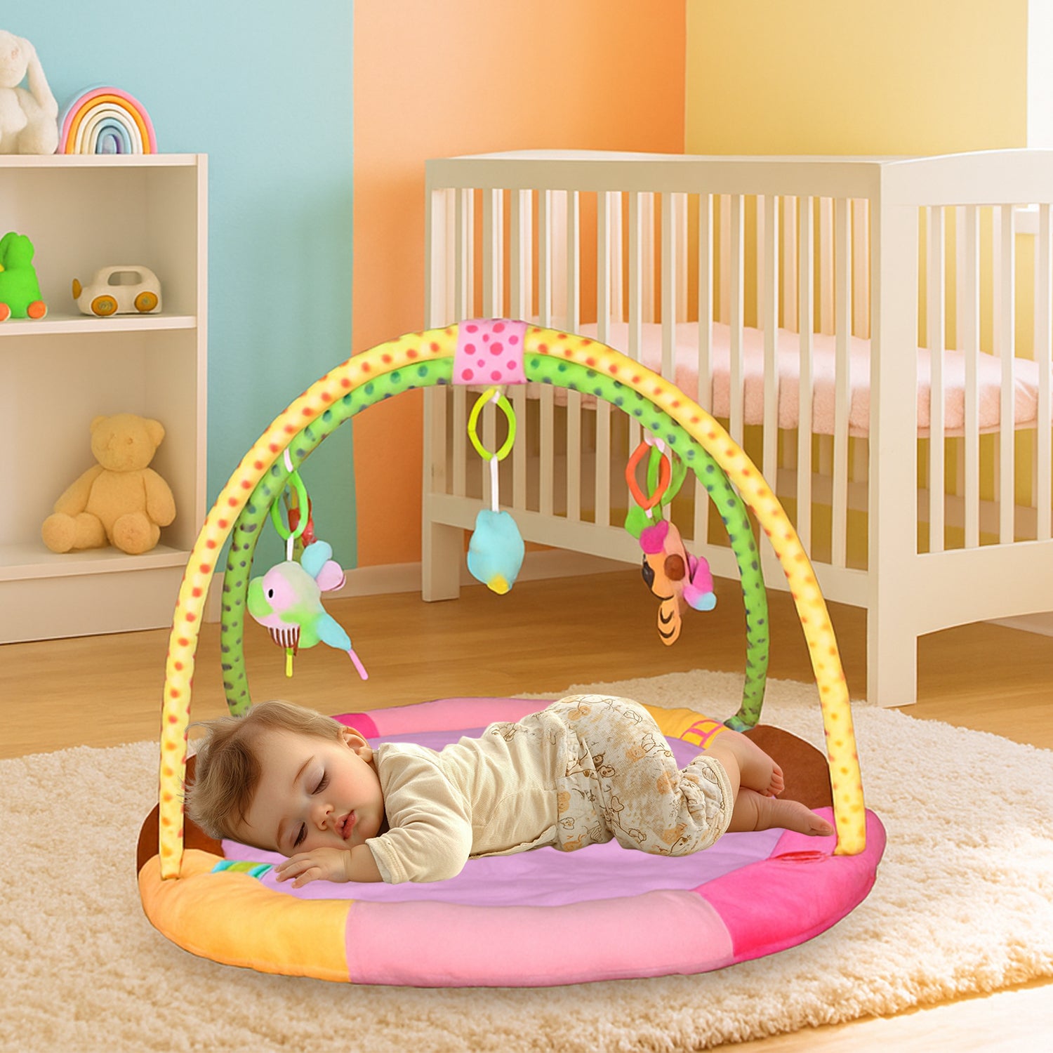 Multipurpose Baby Play Gym And Sleeping Mat (Mix Design  1 Pc) - Zidbik