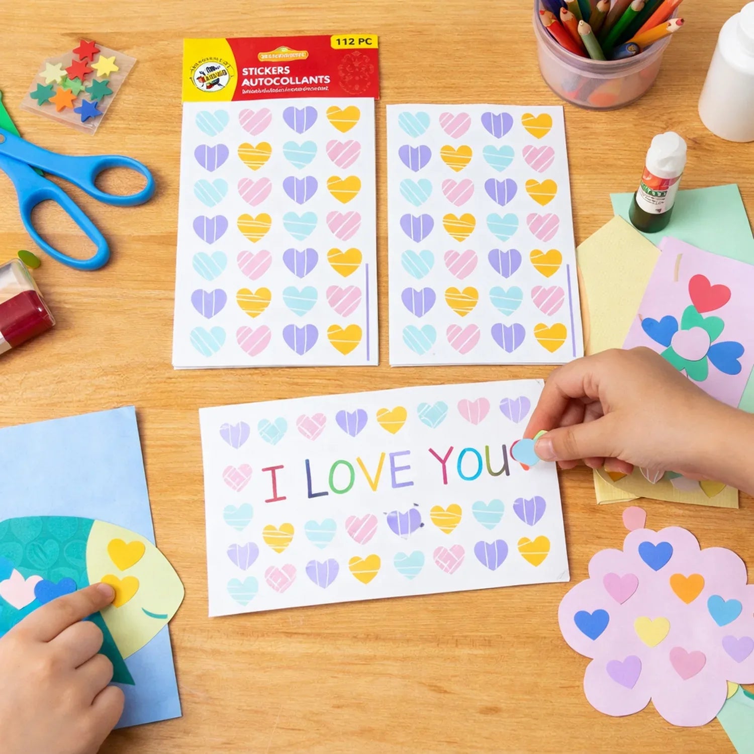 Colorful Heart Shape Decorative Sticker Set (4 Sheets 112 Pc) - Zidbik