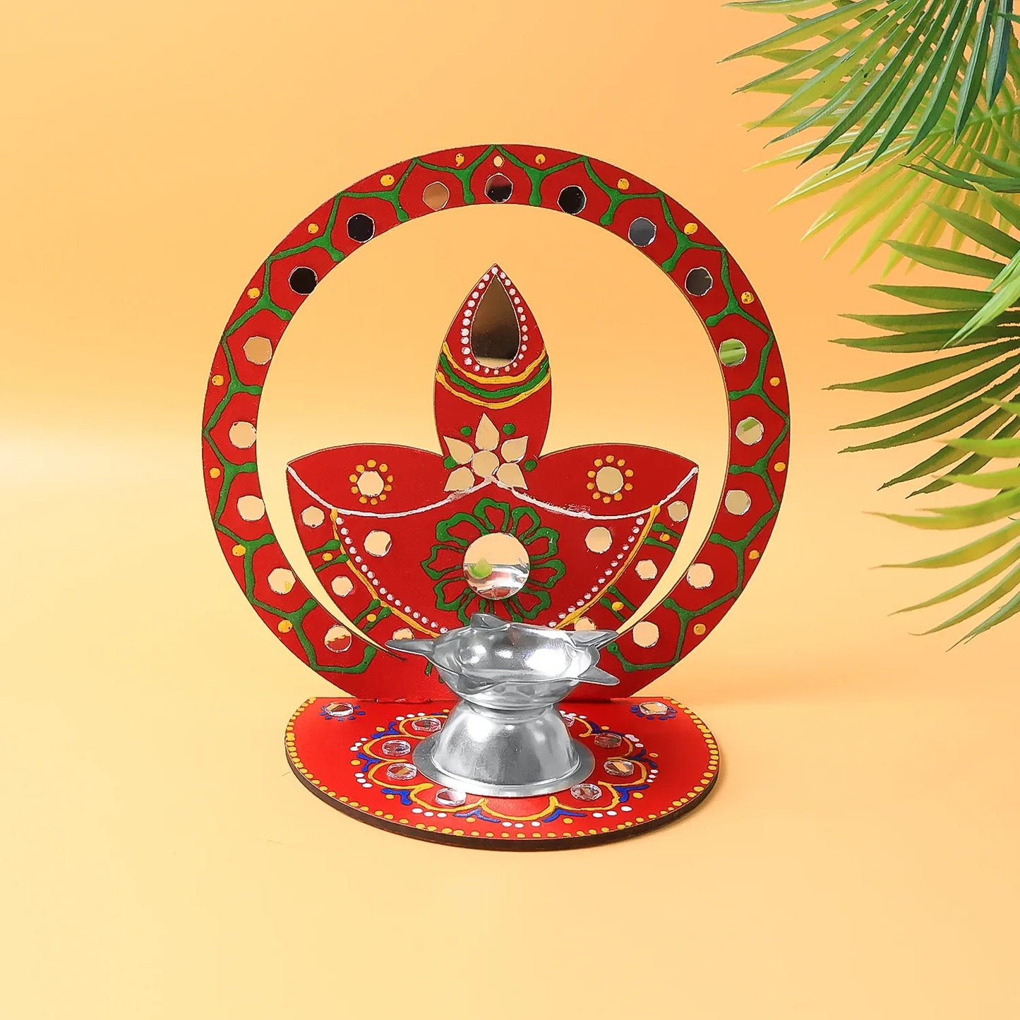 Handcrafted Wooden Decorative Diya Stand (1 Pc) - Zidbik