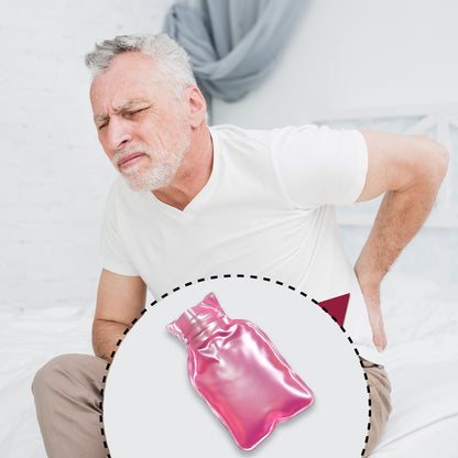6533 Simple Pink Small Hot Water Bag With Cover For Pain Relief Neck Shoulder Pain And Hand Feet Warmer Menstrual Cramps. - Zidbik