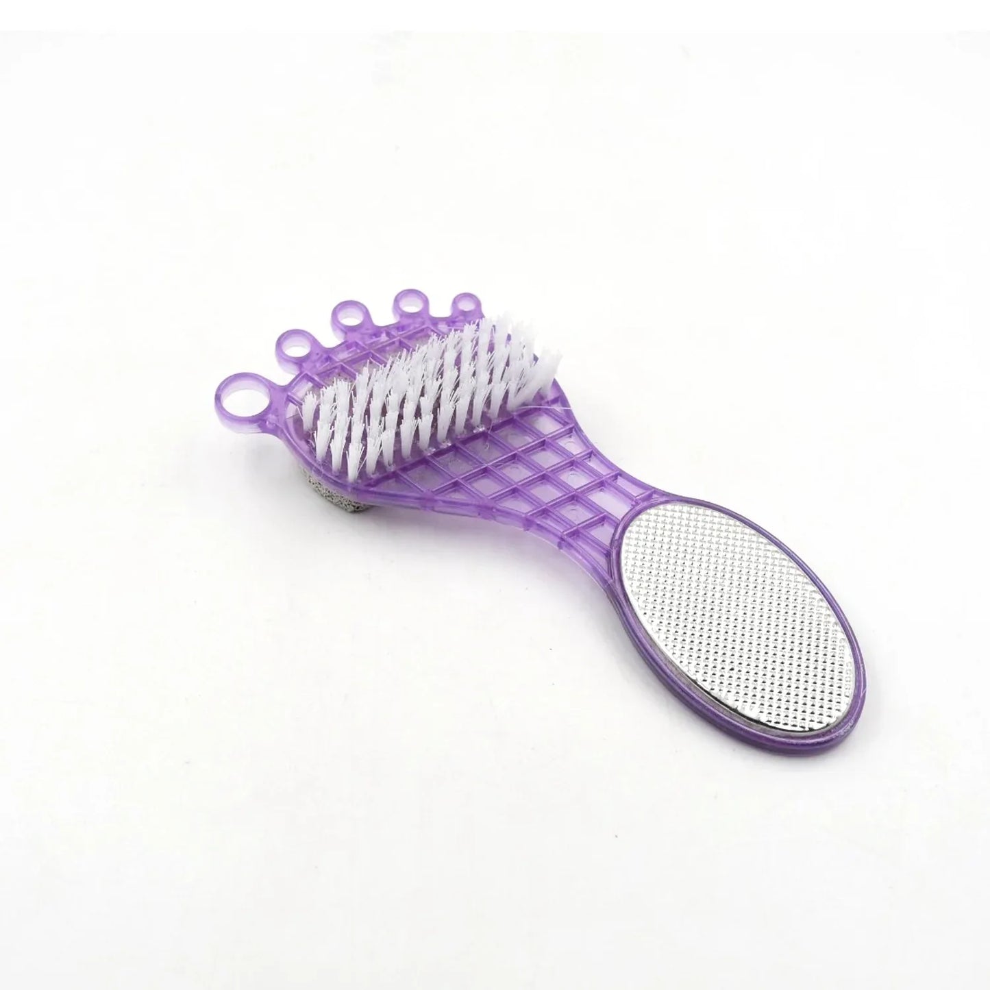 6993 4 In 1 Pedicure Tool For Rough Dry Feet Dual-sided With Pumice Stone Soft Brush Steel Scrubber Emery File Softens Hard Foot Corns Calluses Cleanses Smoothens Dull Feet - Zidbik