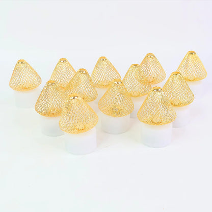 Set Of 12 Decorative Led Flameless Candle Lights With Golden Net Cover - Zidbik