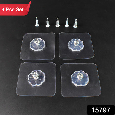 Self Adhesive Hooks Sticker  Screw Nut And Bolt Type (4 Pcs Set) - Zidbik