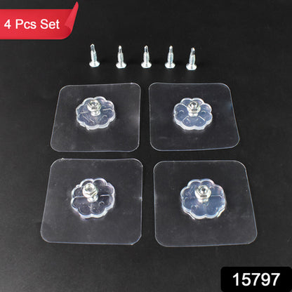 Self Adhesive Hooks Sticker  Screw Nut And Bolt Type (4 Pcs Set) - Zidbik