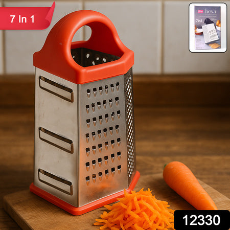 7-in-1 Heavy Duty Stainless Steel Box Grater With Ergonomic Handle (1 Pc) - Zidbik