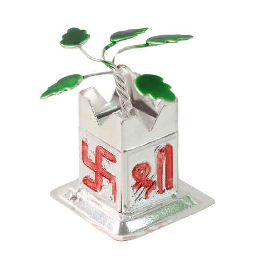 Tulsi Plant Miniature Idol With Mandir Kalash Base - (1 Pc) - Zidbik
