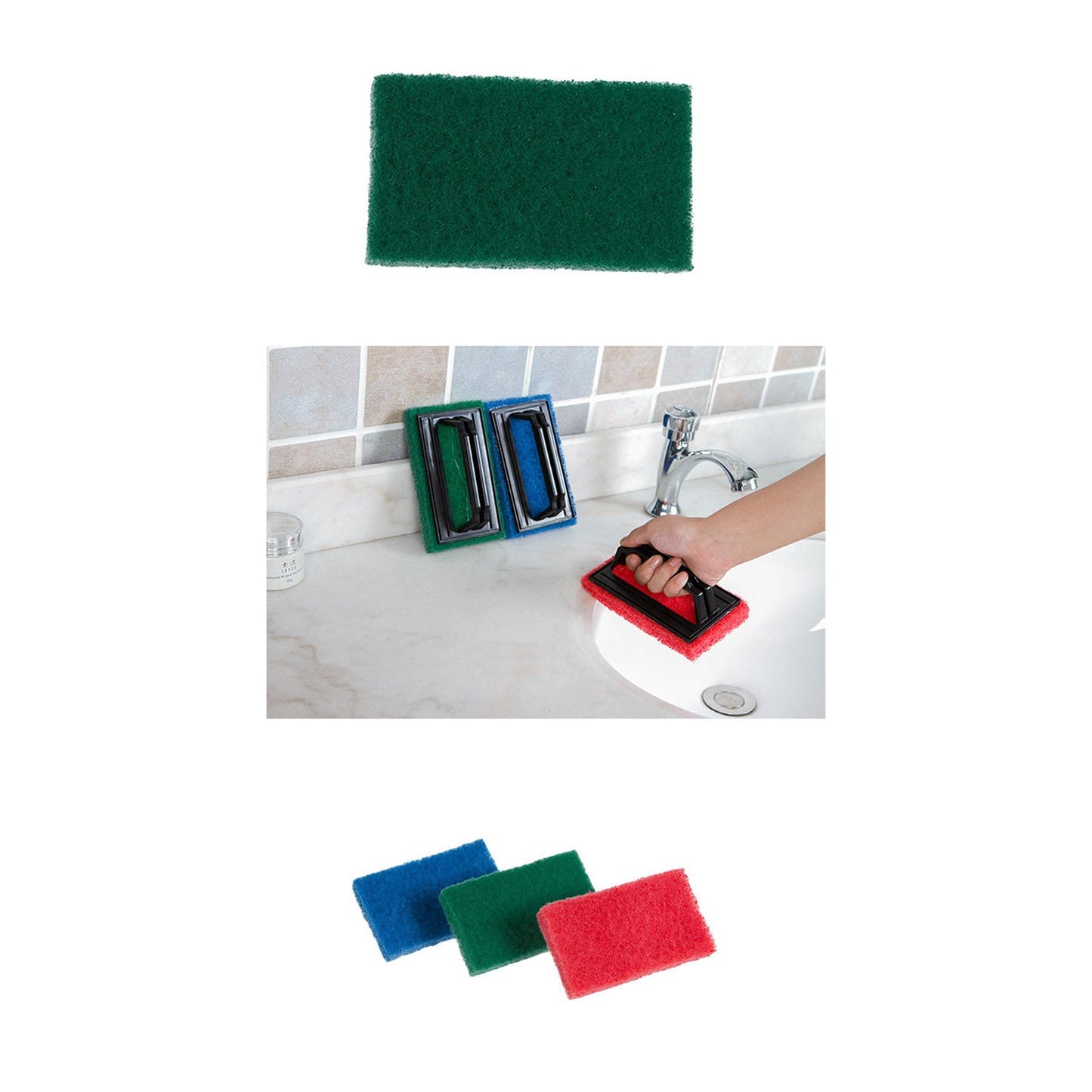 0222 Handle Scrubber Brush Widely Used By All Types Of Peoples For Washing Utensils And Stuffs In All Kinds Of Bathroom And Kitchen Places Etc. - Zidbik