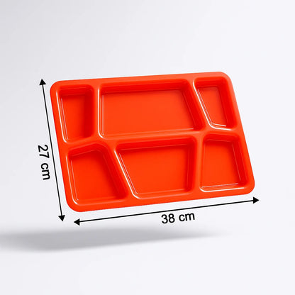 Plastic Multi-compartment Rectangular Meal Serving Tray Plate (1 Pc Red) - Zidbik