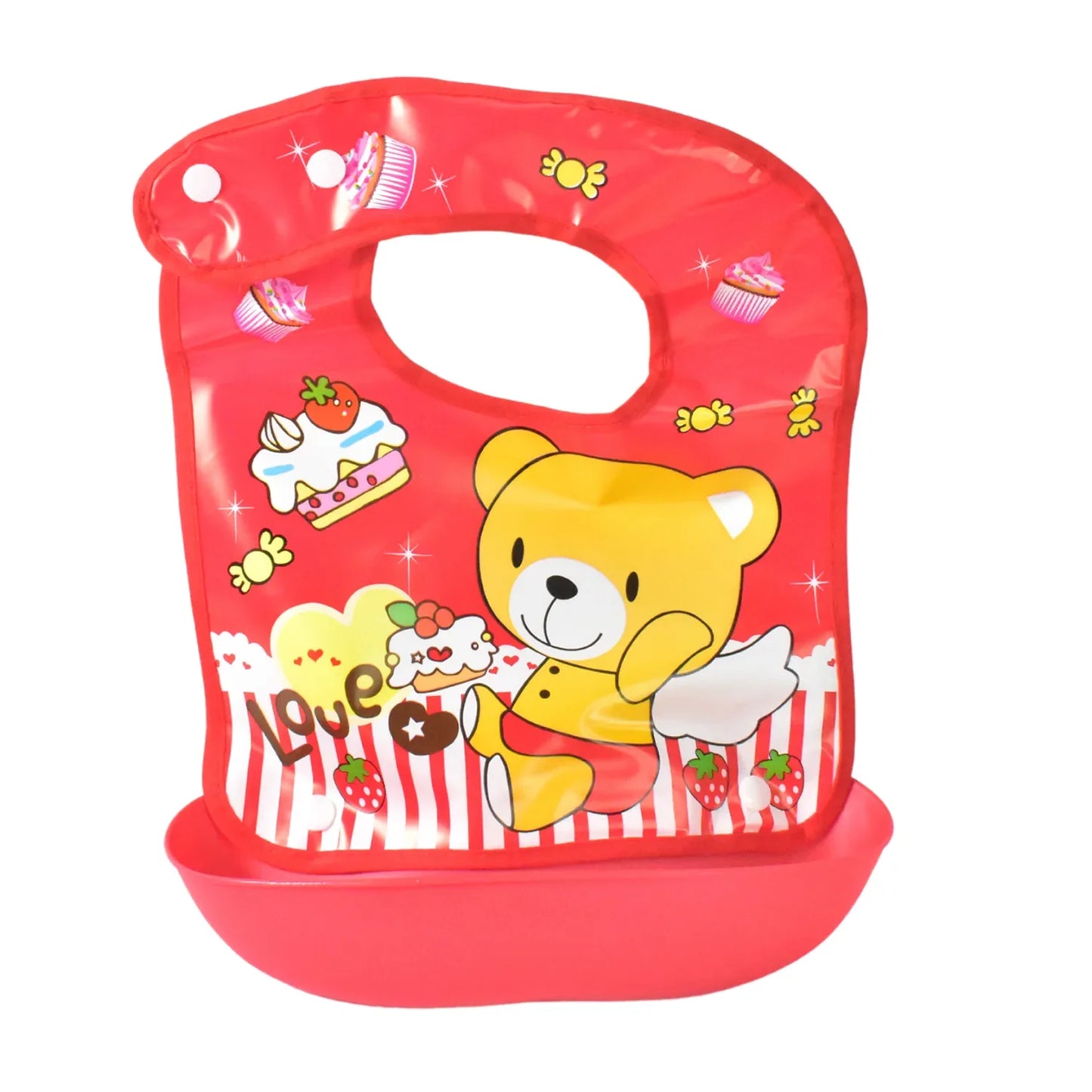 Multifunctional Waterproof Bpa Free Reusable Soft Fabric Plastic Baby Bib (1 Pc) - Zidbik