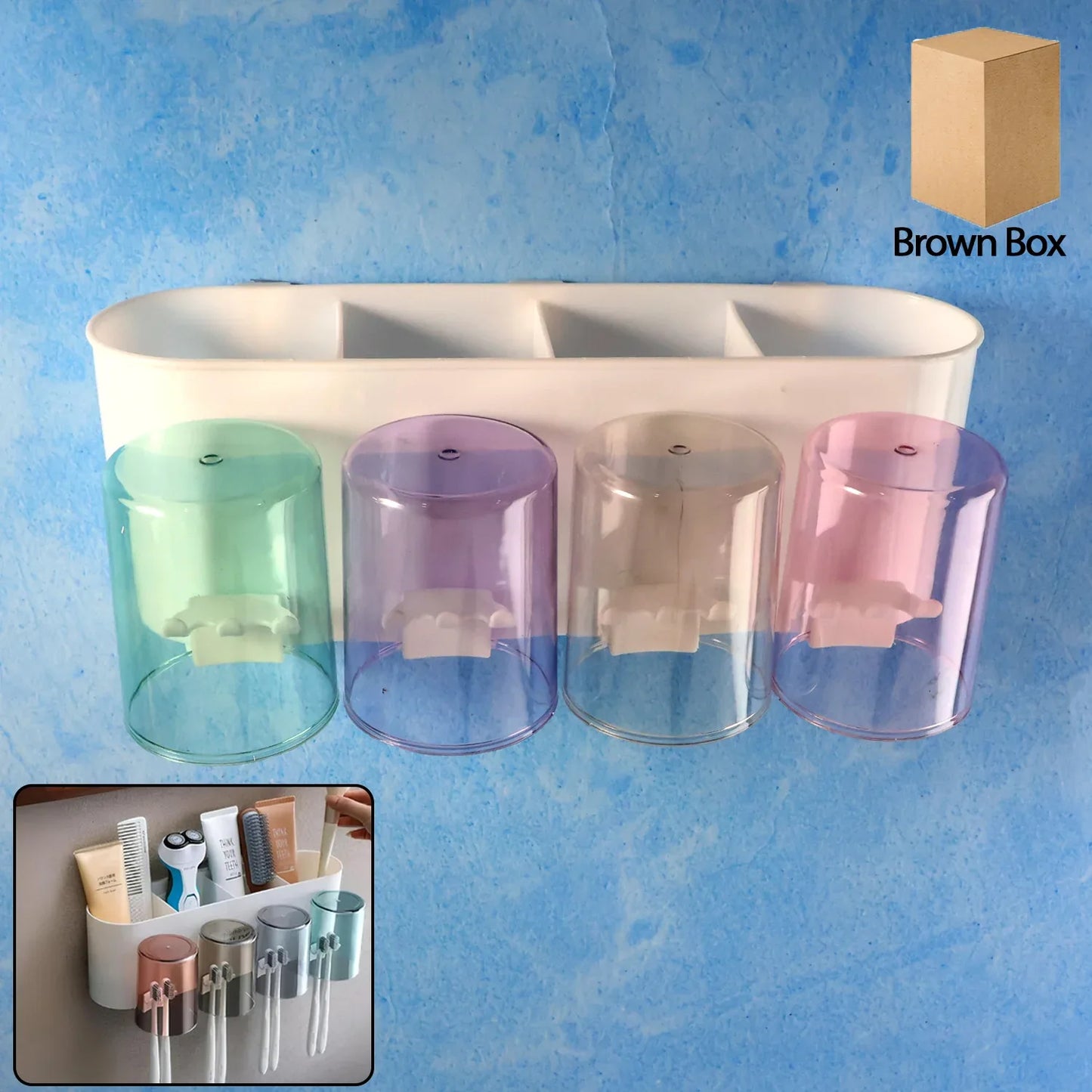Wall Mounted Toothbrush Holder Set (1 Set) - Zidbik