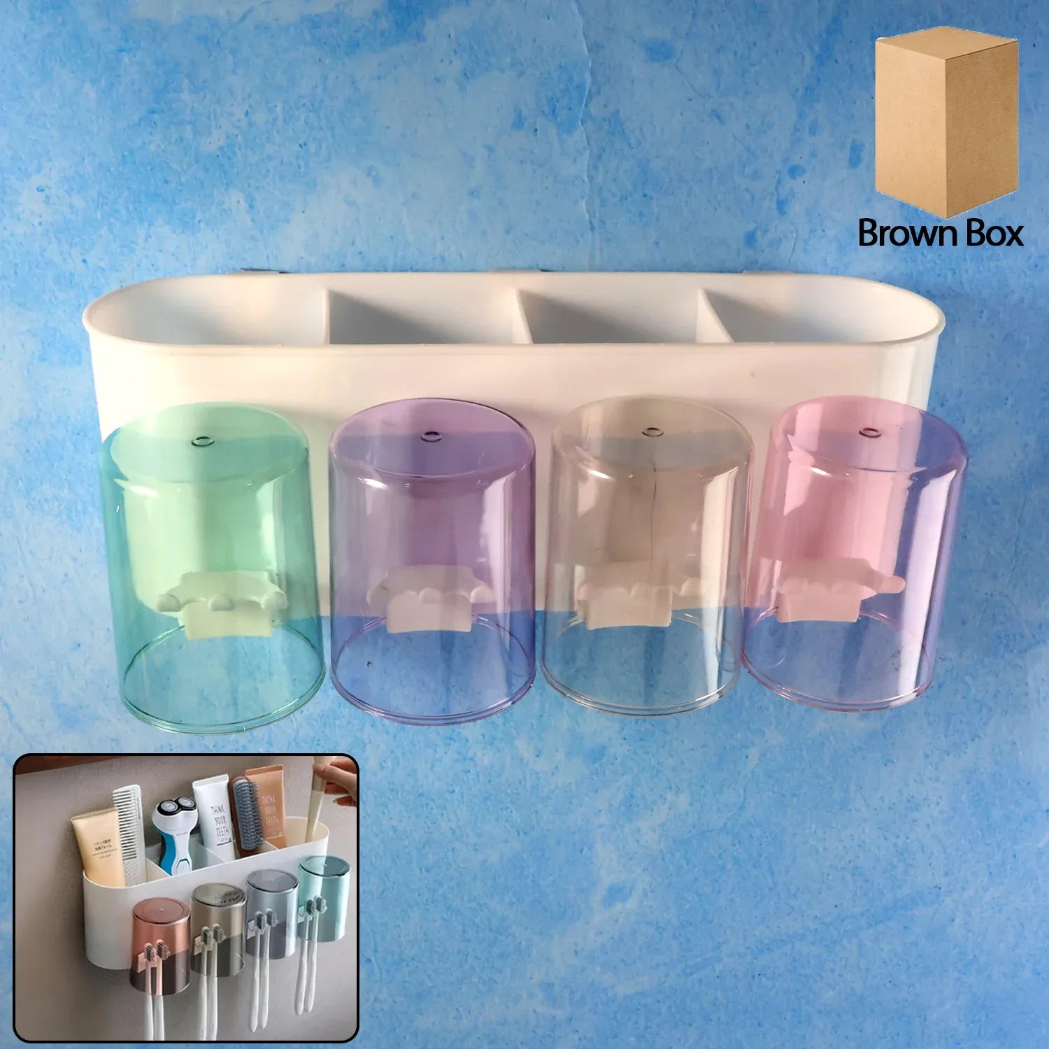 Wall Mounted Toothbrush Holder Set (1 Set) - Zidbik