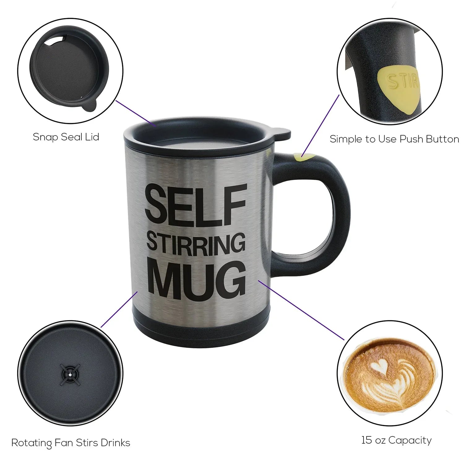 4791 Self Stirring Mug Used In All Kinds Of Household And Official Places For Serving Drinks Coffee And Types Of Beverages Etc. - Zidbik