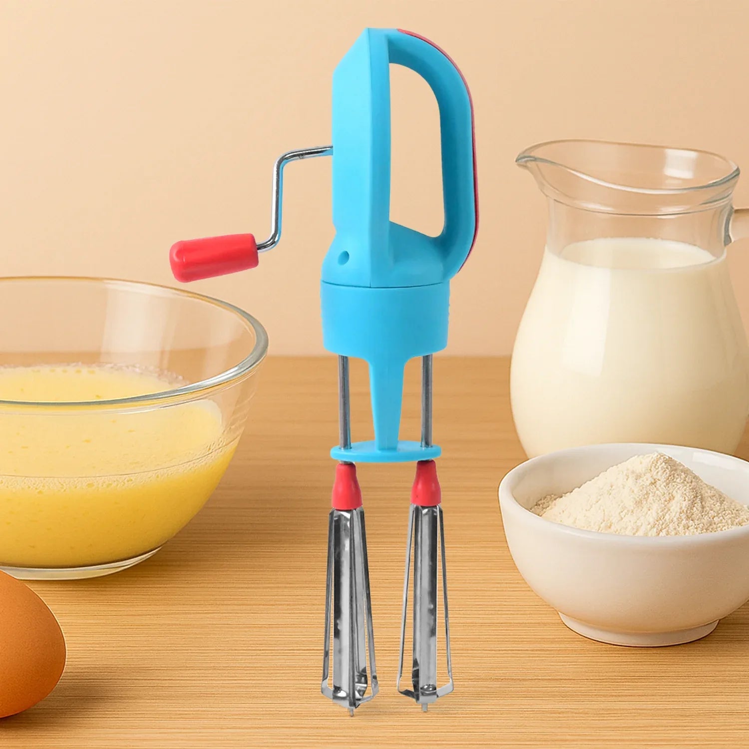 Supermom High-speed Manual Hand Beater With Dual Stainless Steel Whisks (1 Pc) - Zidbik