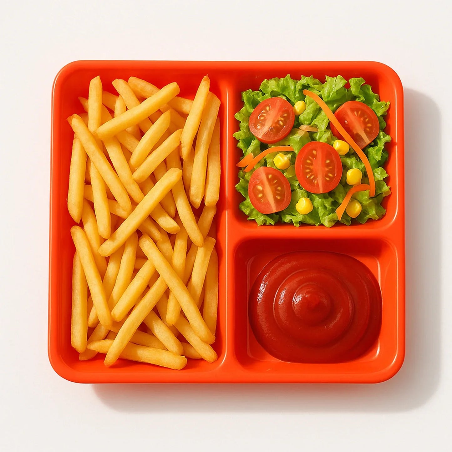 Plastic 3-compartment Rectangular Meal Serving Tray Plates (1 Pc) - Zidbik