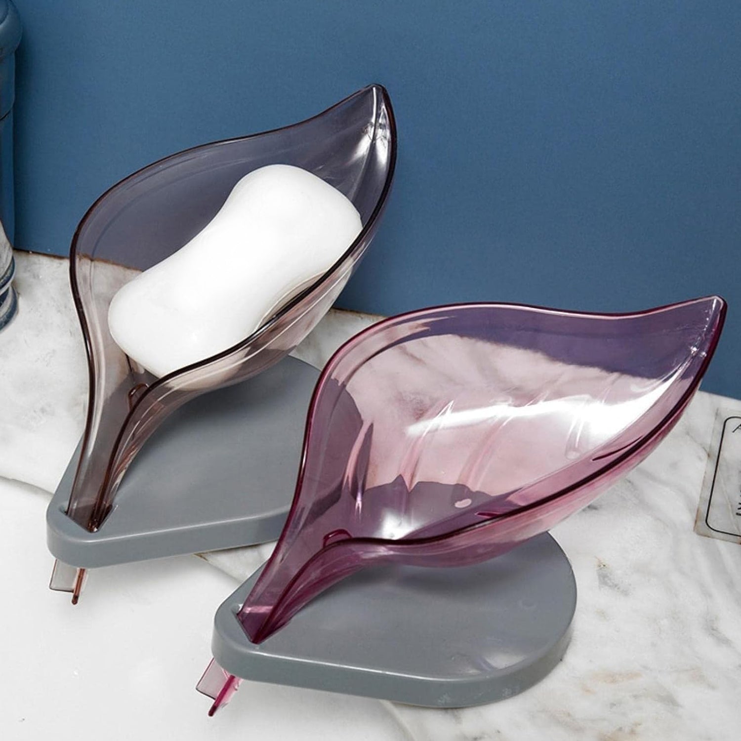 1081 Soap Tray Self Draining Leaf Soap Box Storage Soap Box Rack Leaf Laundry Soap Box With Suction Cup Suitable For Bathroom And Kitchen Plastic Tray Rack (1 Pc) - Zidbik