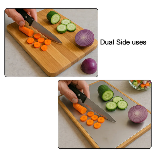 Apex Steel Oak Cutting Board With Wooden Handle (1 Pc) - Zidbik
