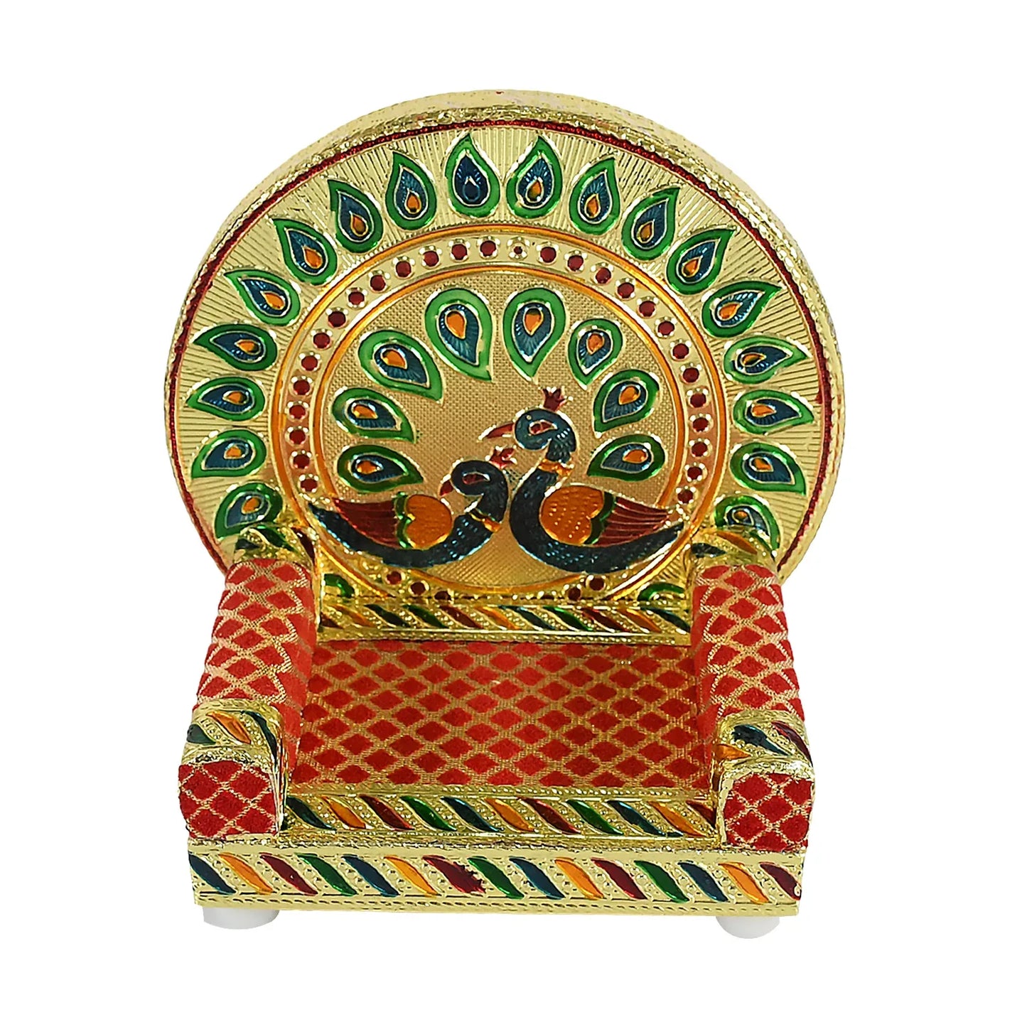 17697 Meenakari Work Laddu Gopal Singhasan For Pooja Mandir Wooden Krishna Ladoo Bal Gopal Sofa Asan Home Decorative Premium Look Decorative Singhasan Suitable For Home Office Restaurant (2 Pc Set) - Zidbik