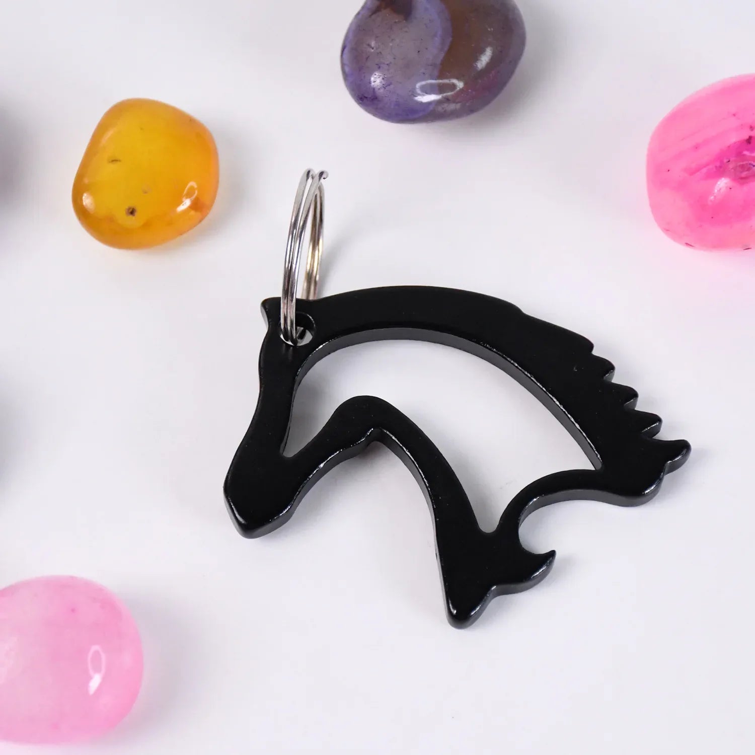 Metal Horse Face Shaped Keychain (1 Pc) - Zidbik