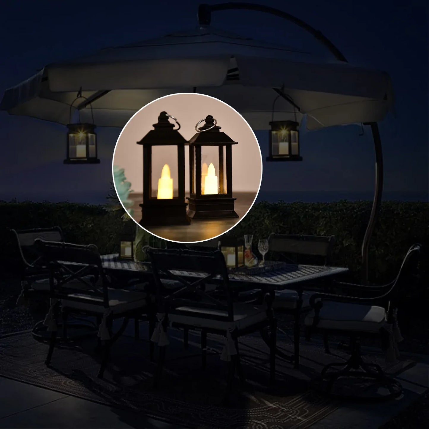 6555 Classic Style Lantern With Artificial Rustic Battery-operated Flameless Candle Light For Home Decoration - Good For Indoor Outdoor Use (Pack Of 24) - Zidbik
