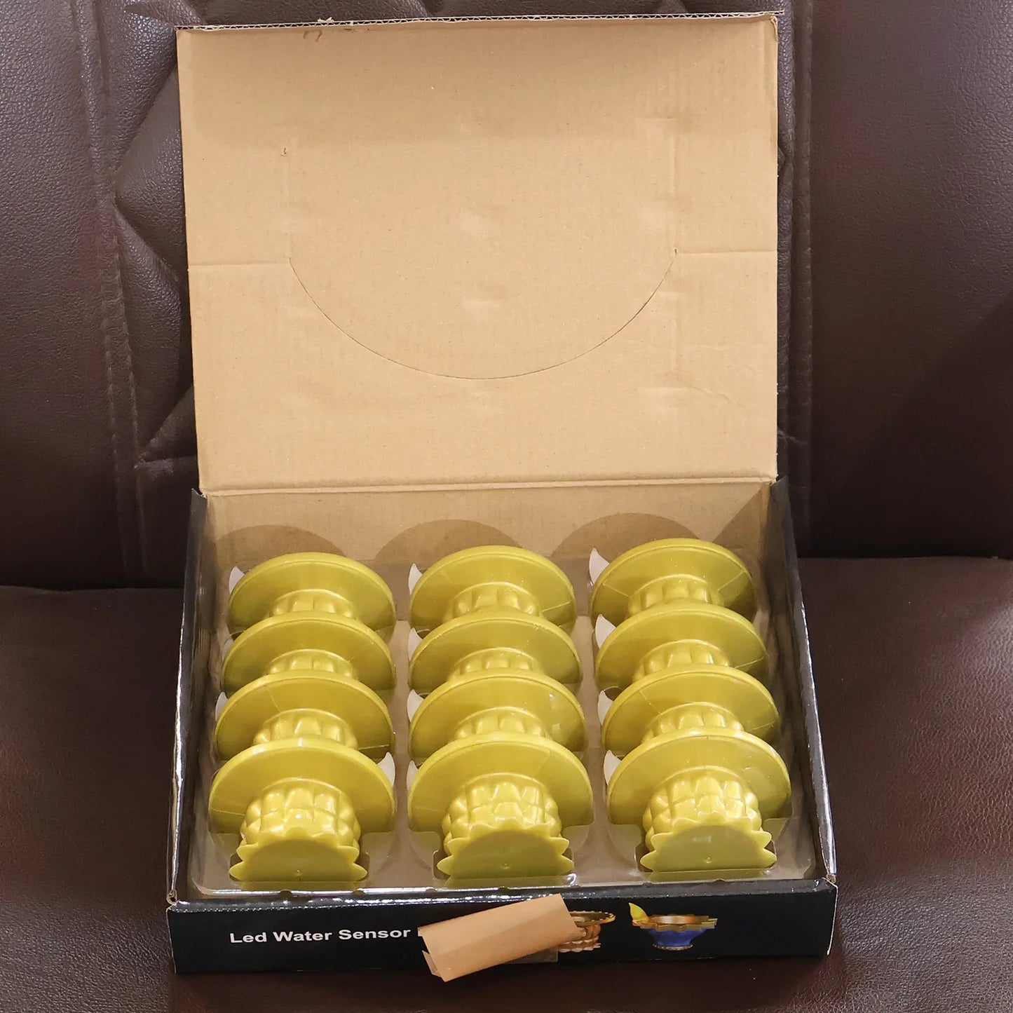 Set Of 12 Water Sensor Led Golden Diyas - Zidbik