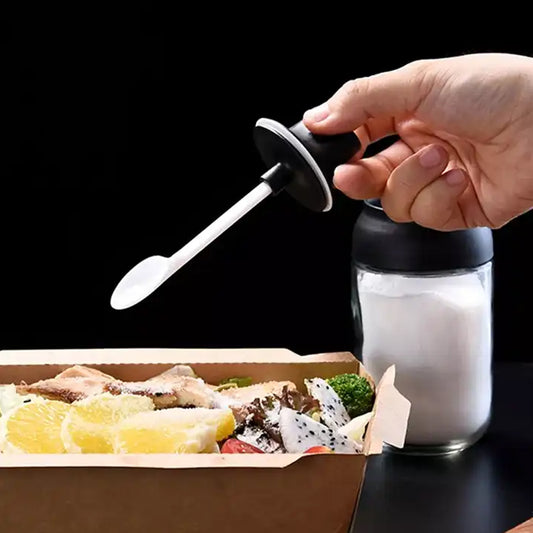 5522 Heat-resistant Condiment Container Seasoning Box Glass Condiment Canisters Pots Bottle With Serving Spoons For Salt Spice Honey Sugar Bbq Resturant Jar Oil Bottle Honey Jar Dispenser Airtight Cap Transparent (1 Pc) - Zidbik