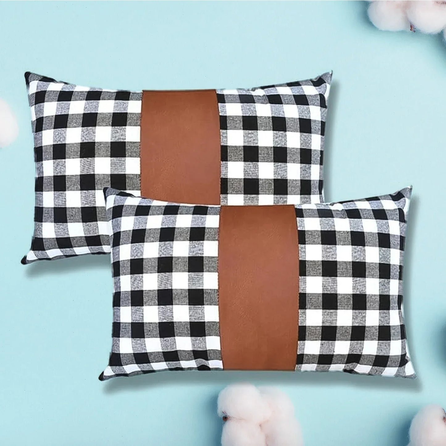 Pillow Covers Leather Cotton Cushion Covers (19 12 Inch 1 Pair 2 Pc) - Zidbik