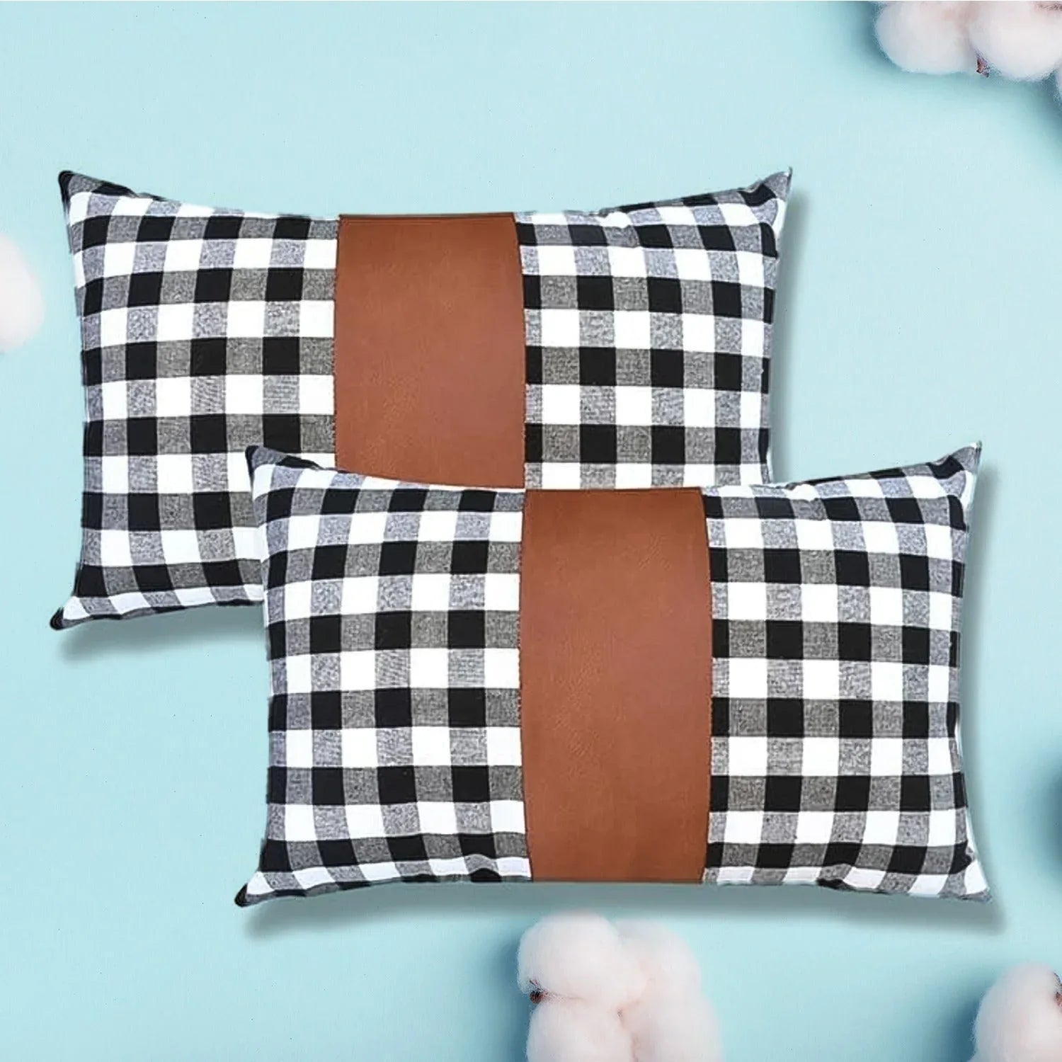 Pillow Covers Leather Cotton Cushion Covers (19 12 Inch 1 Pair 2 Pc) - Zidbik