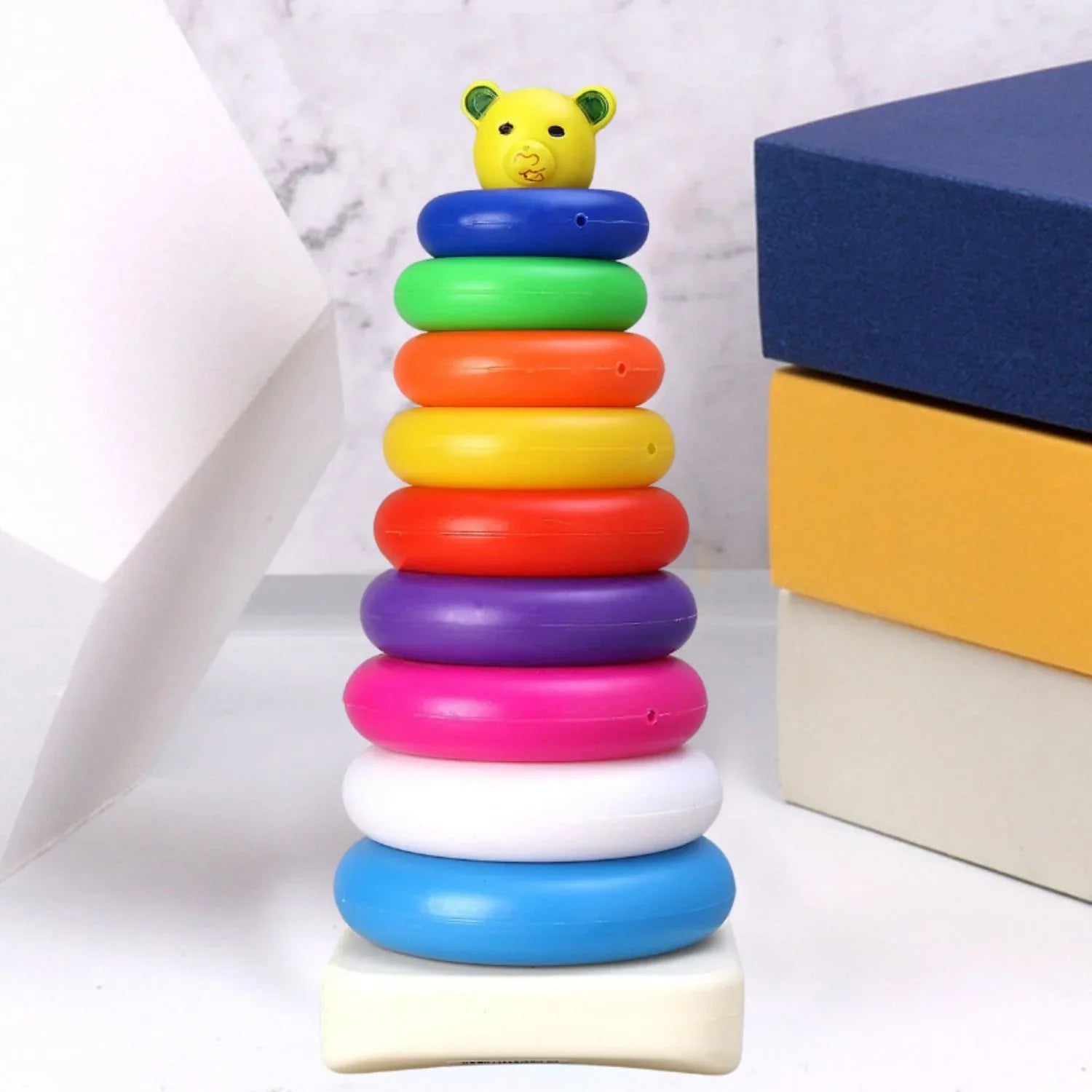 8015 Plastic Baby Kids Teddy Stacking Ring Jumbo Stack Up Educational Toy 9pc - Zidbik