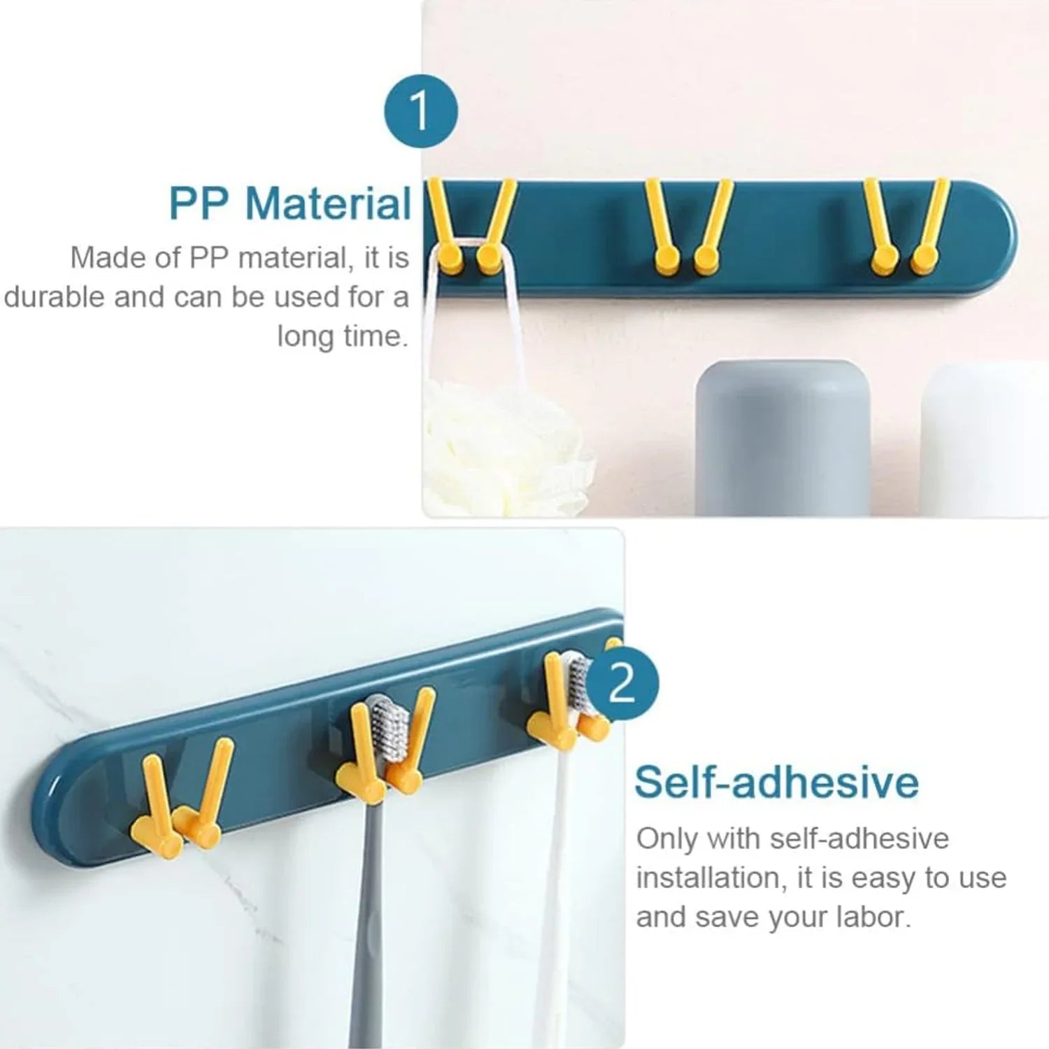 4702 Toothbrush Holder Plastic Bathroom Accessories Organizer Wall Mounted Hanging Mount Shelf Hooks (1pc) - Zidbik