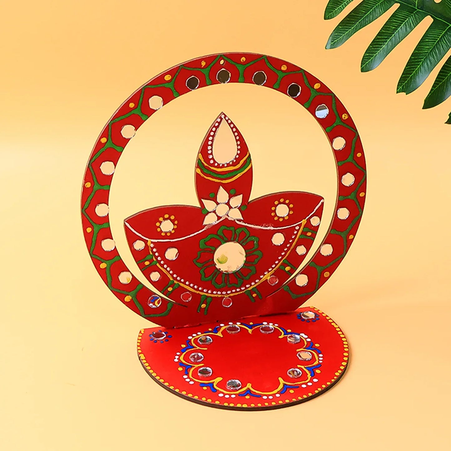 Handcrafted Wooden Decorative Diya Stand (1 Pc) - Zidbik
