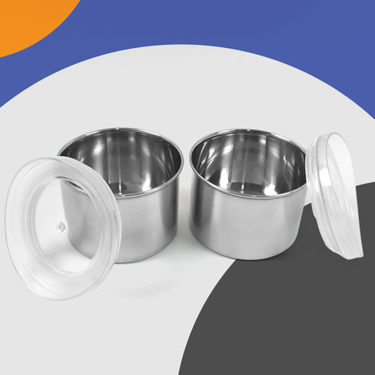 Multipurpose Stainless Steel Airtight Containers With See Through Lid (2 Pc  500 Ml) - Zidbik