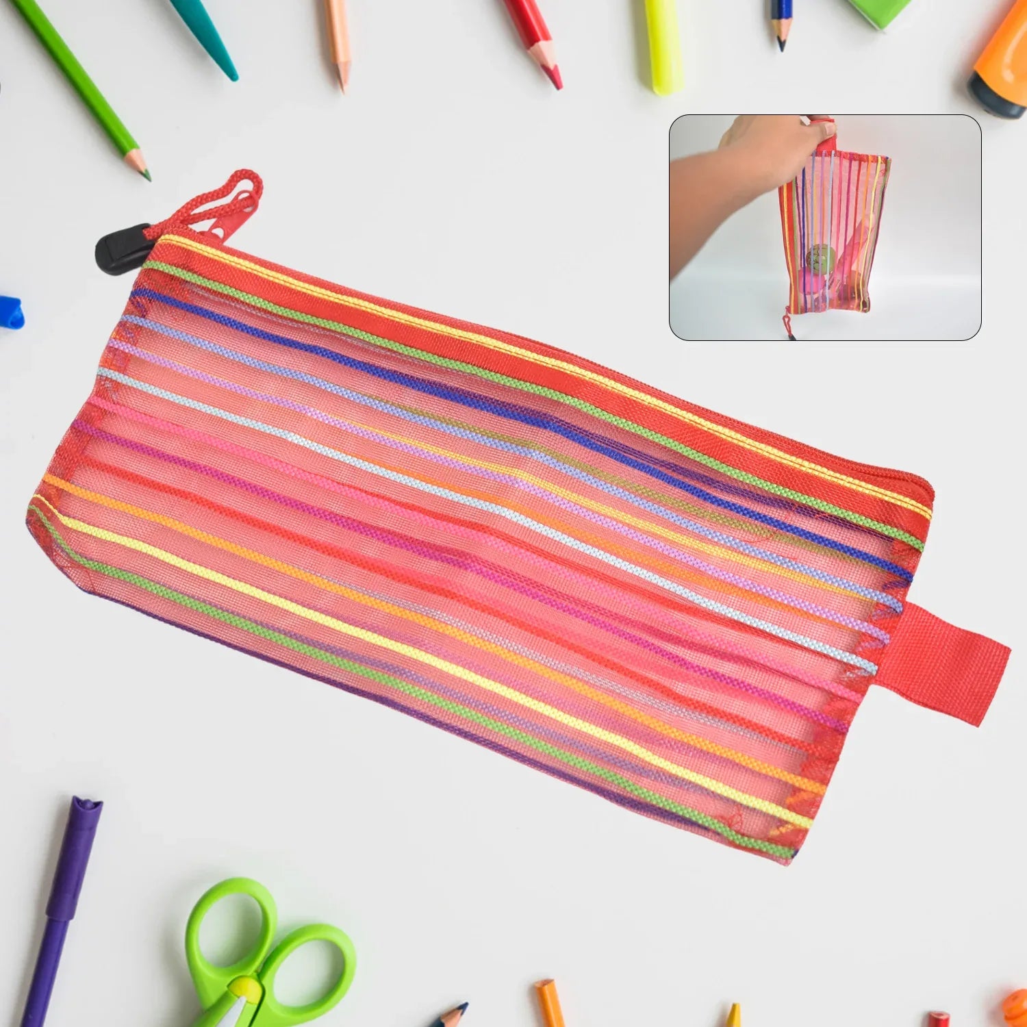Transparent Zippered Nylon Mesh Multi Purpose Pouch Purse - Zidbik