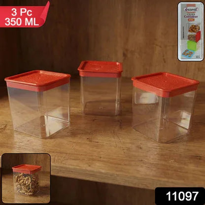 3 Piece Airtight Food Storage Container Set (1 Set 350 Ml) - Zidbik
