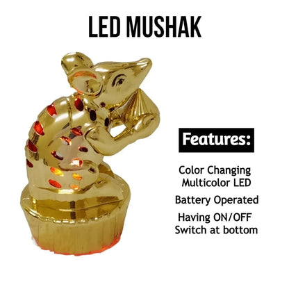 Multicolour Led Mushak Led Mooshak For Ganpati Decorations (1 Pc) - Zidbik