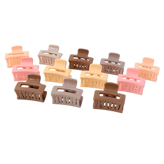 Stylish Mini Hair Claw Clips Set 12 Pc - Zidbik