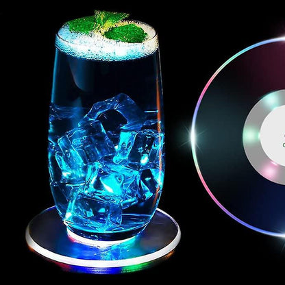 Colorful Led Cocktail Coaster Round Ultra-thin Led Drink Coaster (1 Pc) - Zidbik