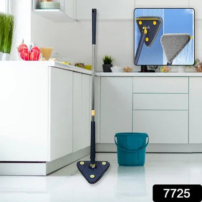 7725 Rotatable Adjustable Triangle Cleaning Mop Triangle Mop With Stainless Steel Long Handle Push-pull Squeezing Cleaning Mop Dry Wet Mop For Floor Windows (1 Pc) - Zidbik