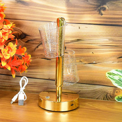 Modern Luxury Crystal Led Double Shade Table Lamp (1 Pc) - Zidbik