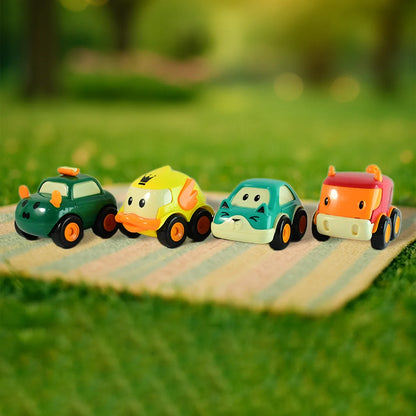 Funwoods Animal Cartoon Pull-back Toy Car - (4 Pc Set) - Zidbik