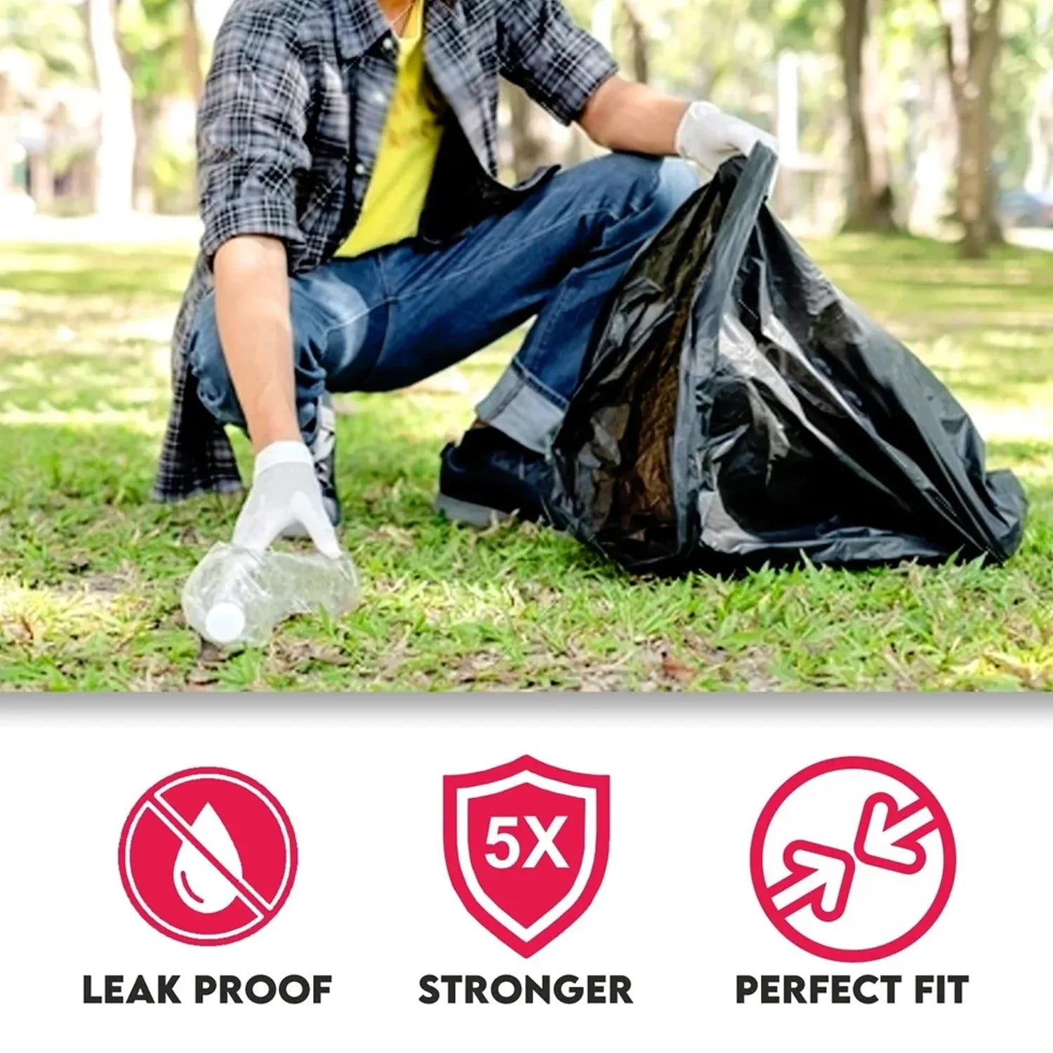 Heavy-duty Black Garbage Bag Roll For Home Commercial Waste Disposal (1 Roll) - Zidbik
