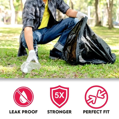 Heavy-duty Black Garbage Bag Roll For Home Commercial Waste Disposal (1 Roll) - Zidbik