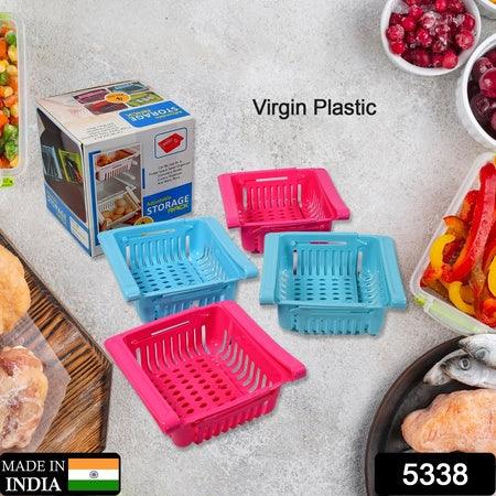5338 Virgin Freeze Storage Unbreakable Adjustable Multi Color Tray With Extra Storage Easy To Remove Easy To Clean Pack Of 4 Tray - Zidbik