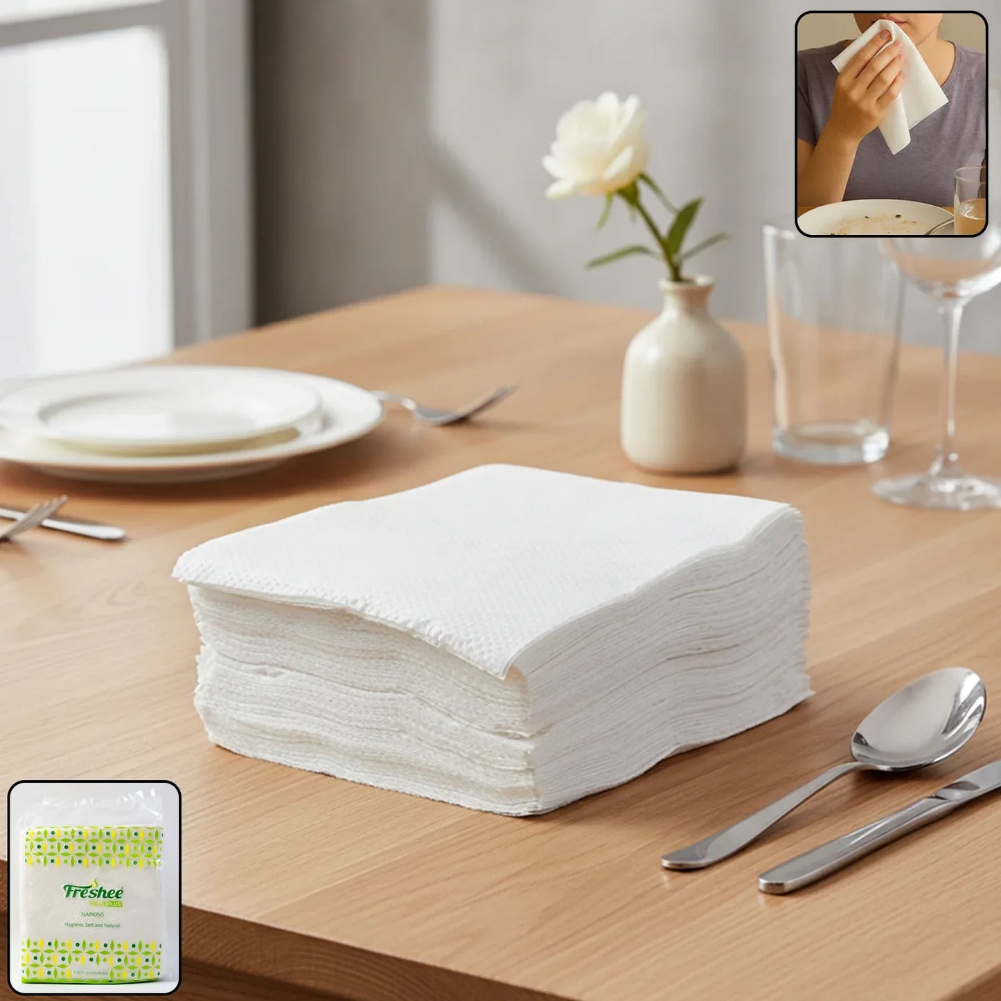 Freshee Premium Ultra-soft Disposable Paper Napkins 50 Pc (23 X 25 Cm) - Zidbik
