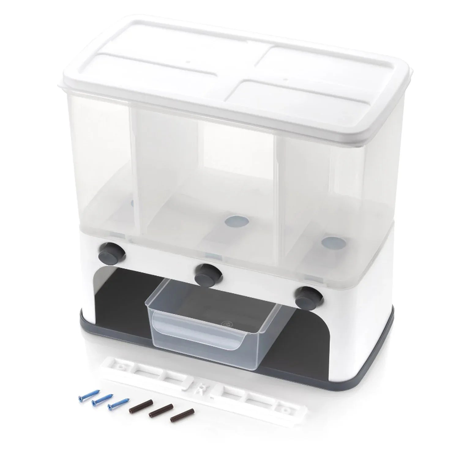 2550 Easy Flow Cereal Dispenser For Kitchen 3 In 1 Push Button Wall Mount Container - Zidbik