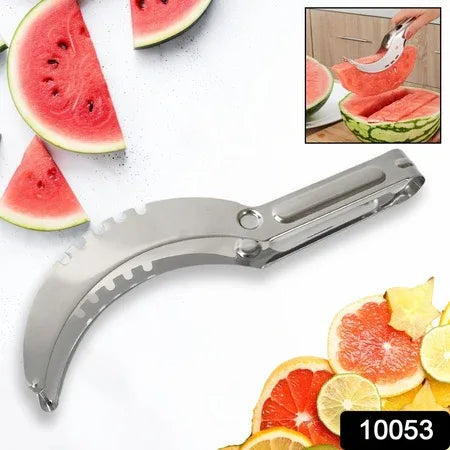 10053 3in1 Stainless Steel Watermelon Cantaloupe Slicer Knife Corer Fruit Vegetable Tools Kitchen (1 Pc) - Zidbik