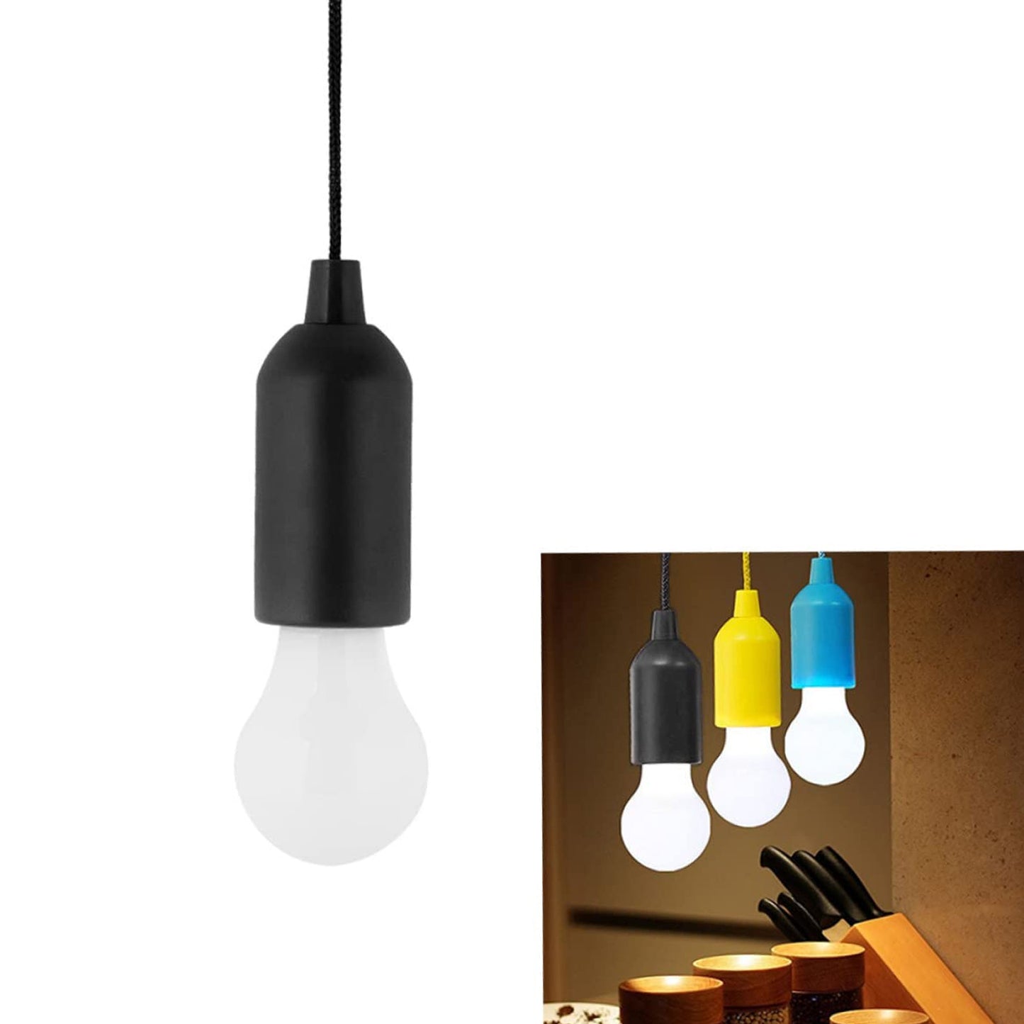 12899 1pcs Led Bulbs Pull Cord Light Led Pull Cord Light Hanging Led Bulb Pull Wire Drawstring Light Bulb Black Led Pendant Lights - Zidbik