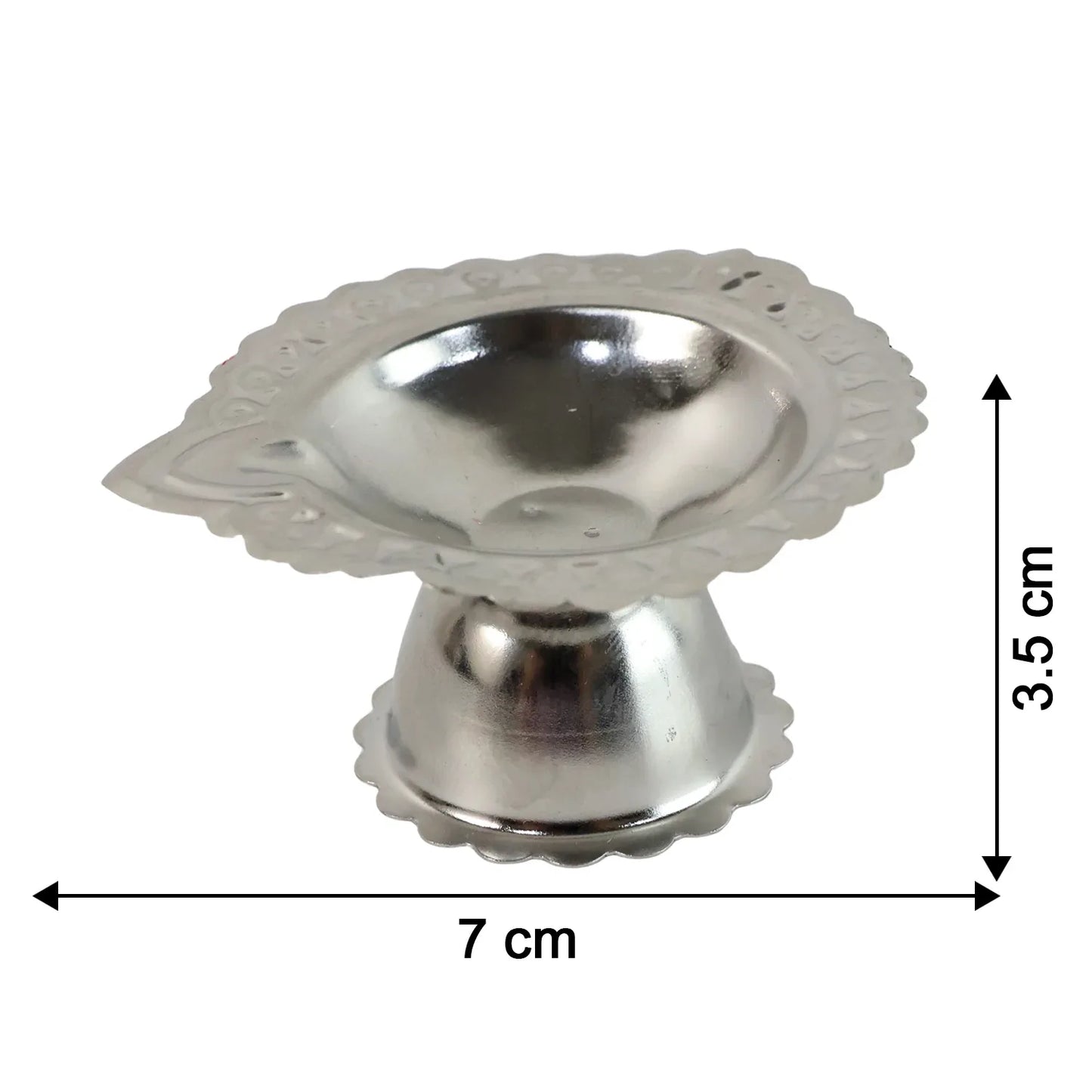 Stainless Steel Traditional Puja Diya Stand (1 Pc) - Zidbik